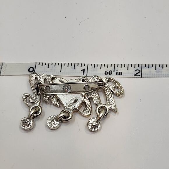 AJMC Mom Two Tone Brooch Pin Dangle Crystal Heart Spellout Fashion Jewelry Gift - Picture 6 of 6